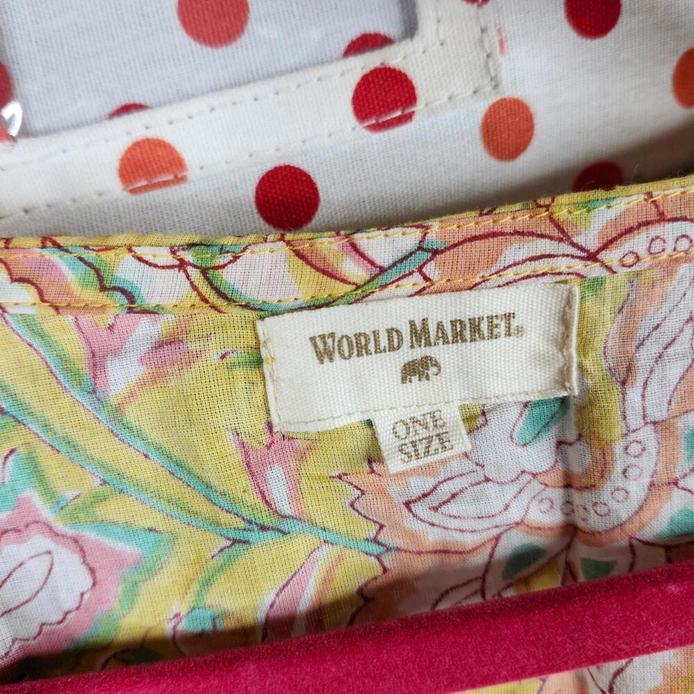 World Market Yellow Floral Maxi Dress Caftan with Tassel Detail One Size - Picture 4 of 6